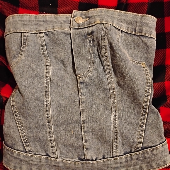 Denim Strapless Top - Picture 1 of 2